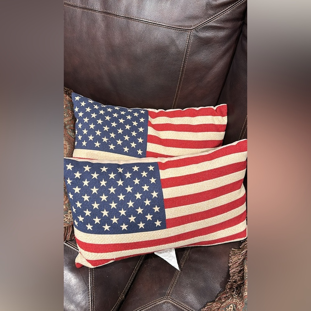 Americana Flag Pillow Set – Ralph Lauren Style Red White Blue Decor